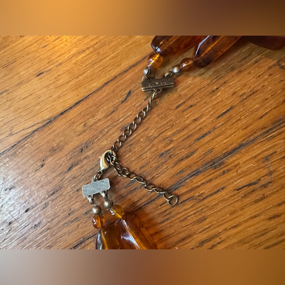 70s Vintage Double Strand Brown Lucite Tortoiseshell Necklace - Picture 8 of 8